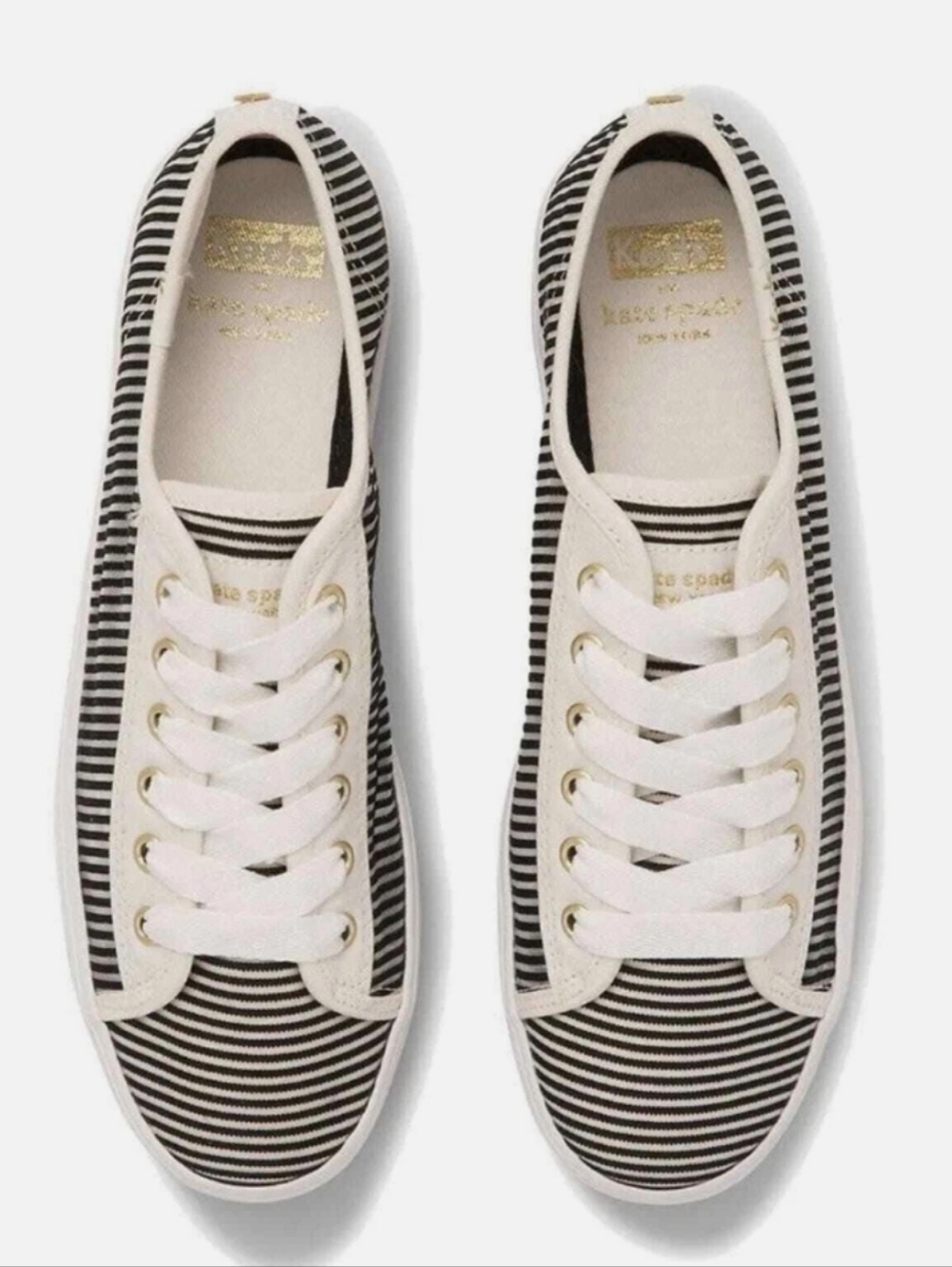 Keds by Kate Spade Sneakers With Mesh Black/White Stripes, Platform Sole, Sz 9.5